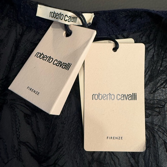 NWT Roberto Cavalli Midnight Blue Lace cardigan knit sweater. Size 42 USA 6 - Picture 5 of 8